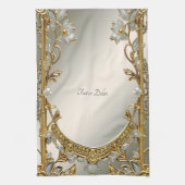 Goud  Wit Bloemen Keuken Handdoeken (Verticaal)