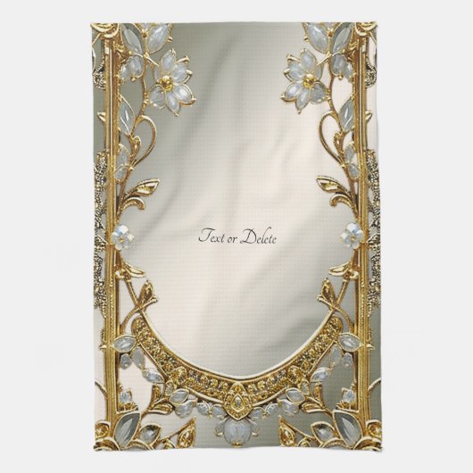 Goud  Wit Bloemen Keuken Handdoeken (Verticaal)