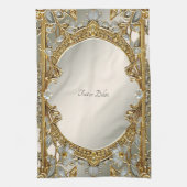 Goud Wit Bloemen Keuken Handdoeken (Verticaal)