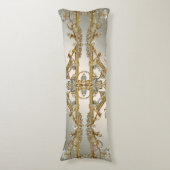 Goud  Wit Bloemen Lichaam Kussen (Voorkant Verticaal)