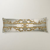 Goud  Wit Bloemen Lichaam Kussen (Achterkant)