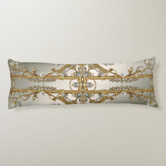 Goud  Wit Bloemen Lichaam Kussen (Achterkant)