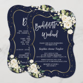 Goud Wit Bloemen Marine Bachelorette Weekend Kaart (Voorkant / Achterkant)