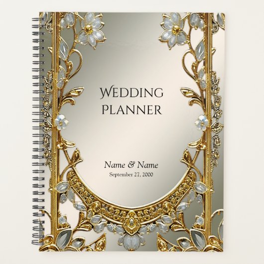 Goud  Wit Bloemen Planner (Voorkant)