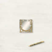 Goud  Wit Bloemen Post merkt het op Post-it® Notes (Op bureau)