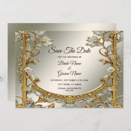 Goud Wit Bloemen Save The Date