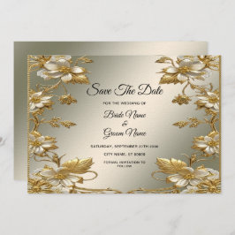Goud Wit Bloemen Save The Date