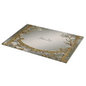 Goud  Wit Bloemen Snijplank (Hoek)