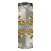 Goud  Wit Bloemen Thermische Tumbler Thermosbeker (Achterkant)