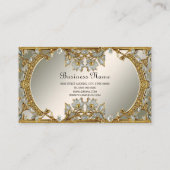 Goud  Wit Bloemen Visitekaartje (Achterkant)