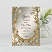 Goud  Wit Bloemen Vrijgezellenfeest Kaart (Staand voorkant)