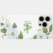 Goud Wit Bloemen Waterverf Monogram Script Chic Case-Mate iPhone Case (Achterkant (horizontaal))