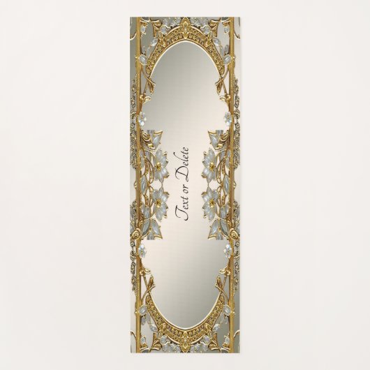 Goud  Wit Bloemen Yoga Mat (Voorkant)