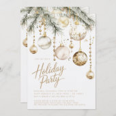 Goud Wit Blush Ornamenten Baubles Kerstfeest Kaart (Voorkant / Achterkant)