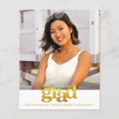 Goud Wit Budget Foto Afstuderen Vet Hoedje Uitnodi (Voorkant)