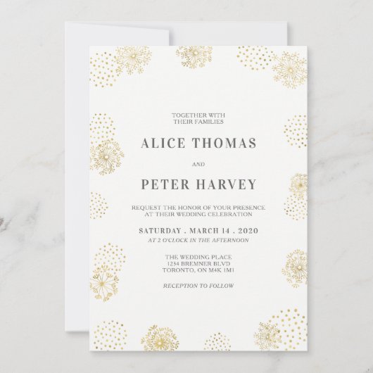 Goud & Wit | Chic Moderne Trouwceremonie Kaart (Voorkant)