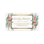 Goud Wit Chic Mooie Bloemen Rozen Etiket (Voorkant)