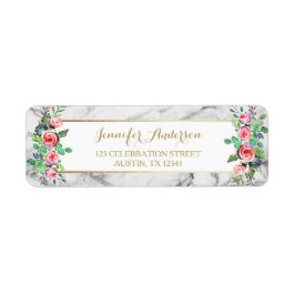 Goud Wit Chic Mooie Bloemen Rozen Marmer Etiket