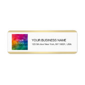 Goud Wit Chic Typografie Upload Uw Logo Etiket (Voorkant)