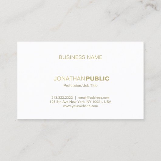 Goud Wit Clean Plain Modern Elegant Design Visitekaartje (Achterkant)