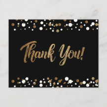 Goud Wit confetti op zwart Dank u