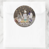 Goud Wit Confetti Vrolijk kerstfeest | FOTO Ronde Sticker (Tas)