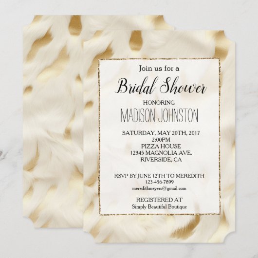 Goud Wit Cowgirl Westers Koeienhuid Kaart (Voorkant / Achterkant)