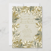 Goud Wit Crème Ecru Botanische Bladeren Bruidstaar Kaart (Voorkant)