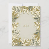 Goud Wit Crème Ecru Botanische Bladeren Bruidstaar Kaart (Achterkant)