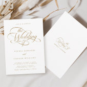 Goud & Wit Delicate Elegant Script Wedding Kaart