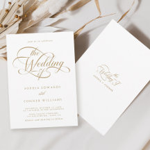 Goud & Wit Delicate Elegant Script Wedding