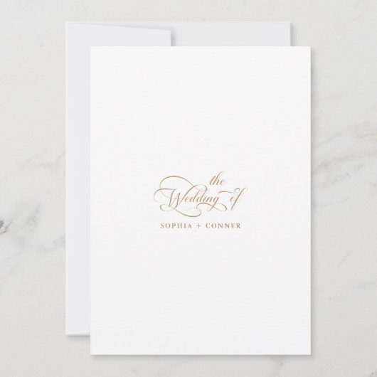 Goud & Wit Delicate Elegant Script Wedding Kaart (Achterkant)