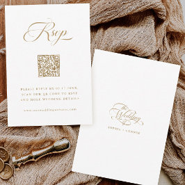 Goud & Wit Delicate Elegant Script Wedding RSVP Kaartje