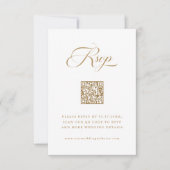 Goud & Wit Delicate Elegant Script Wedding RSVP Kaartje (Voorkant)