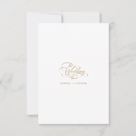 Goud & Wit Delicate Elegant Script Wedding RSVP Kaartje (Achterkant)