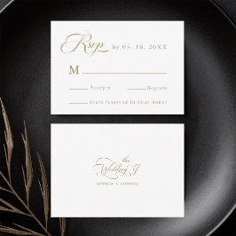 Goud & Wit Delicate Elegant Wedding RSVP Kaartje