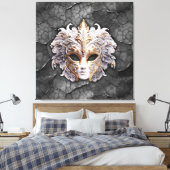  Goud / Wit Details op Grijs Marmer Canvas Afdruk (Insitu (Slaapkamer))
