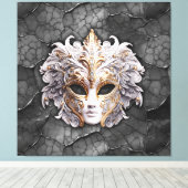  Goud / Wit Details op Grijs Marmer Canvas Afdruk (Insitu (Houten vloer))