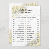 Goud Wit Dit of dat brunch party spel Kaart (Voorkant / Achterkant)