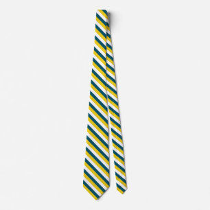Goud Wit Donker Teal diagonale strepen patroon Stropdas