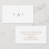 Goud & Wit Eenvoudig Monogram Visitekaartje (Voorkant / Achterkant)