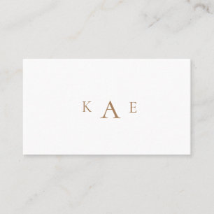 Goud & Wit Eenvoudig Monogram Visitekaartje