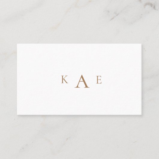 Goud & Wit Eenvoudig Monogram Visitekaartje (Voorkant)