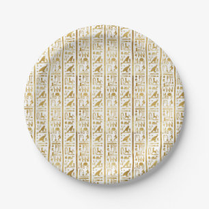 Goud & Wit Egyptisch Egypte Glam Modern Chic Feest Papieren Bordje
