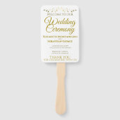 Goud & Wit Elegant Bloeiend Huwelijksprogramma Handwaaier (Voorkant)