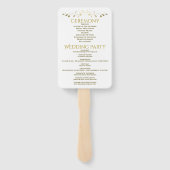 Goud & Wit Elegant Bloeiend Huwelijksprogramma Handwaaier (Achterkant)