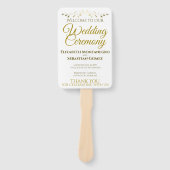 Goud & Wit Elegant Bloeiend Huwelijksprogramma Handwaaier (Voorkant)