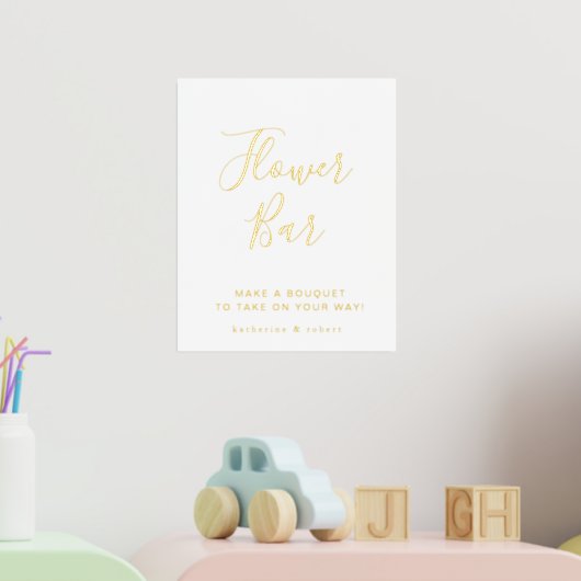 Goud Wit Elegant Bloem Bar Bruiloft Folie Afdrukken (Insitu (Kinderkamer 2))