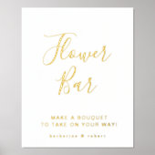 Goud Wit Elegant Bloem Bar Bruiloft Folie Afdrukken (Voorkant)