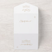 Goud & Wit Elegant Charm Script Trouwen All In One Uitnodiging (Buitenkant)